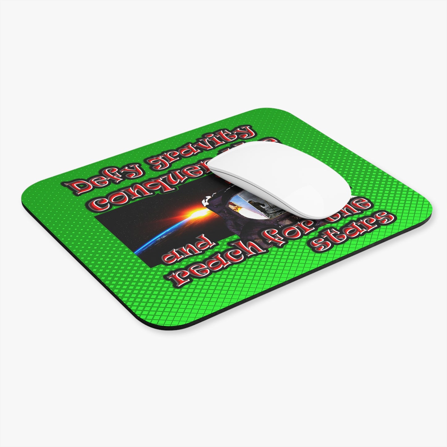 defy conquer reach - Mouse Pad (Rectangle) (logo green)
