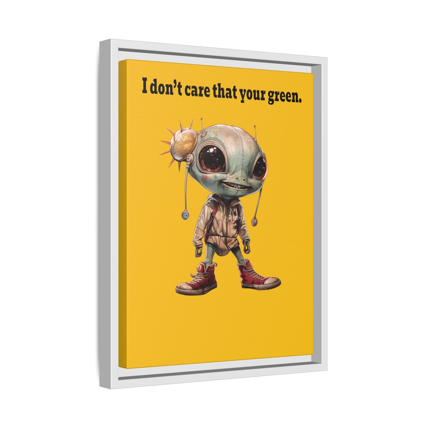 I don't care that your green - framed canvas art (yellow)