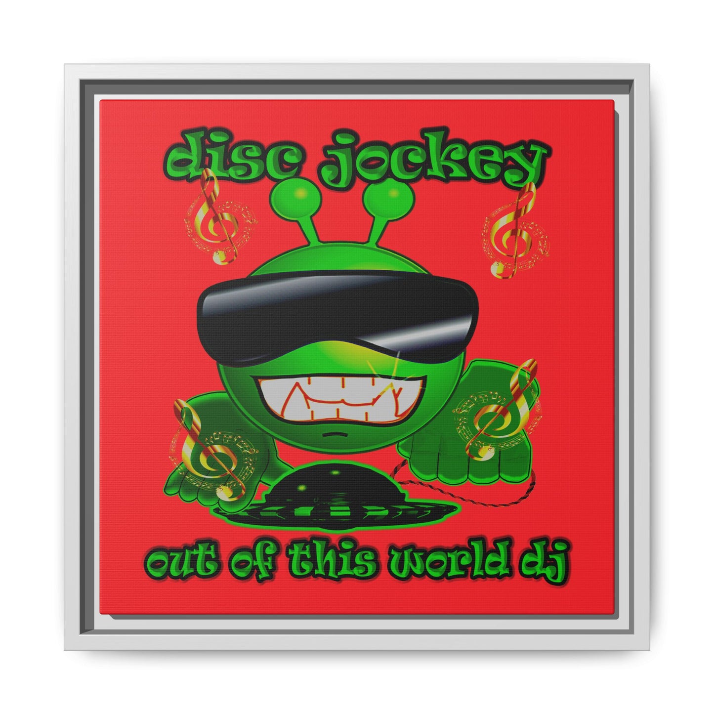 disc jockey - framed canvas art (red)