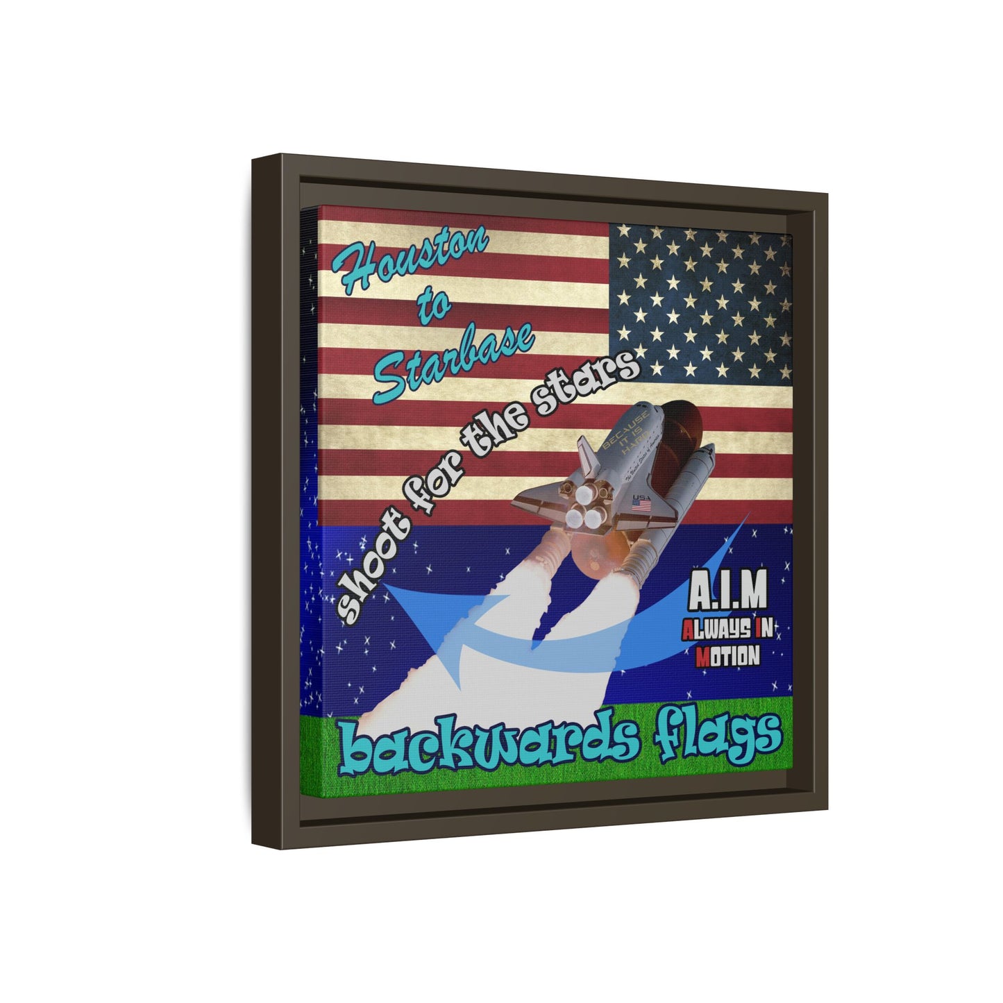 shoot for the stars - framed canvas art ('snoops' background)
