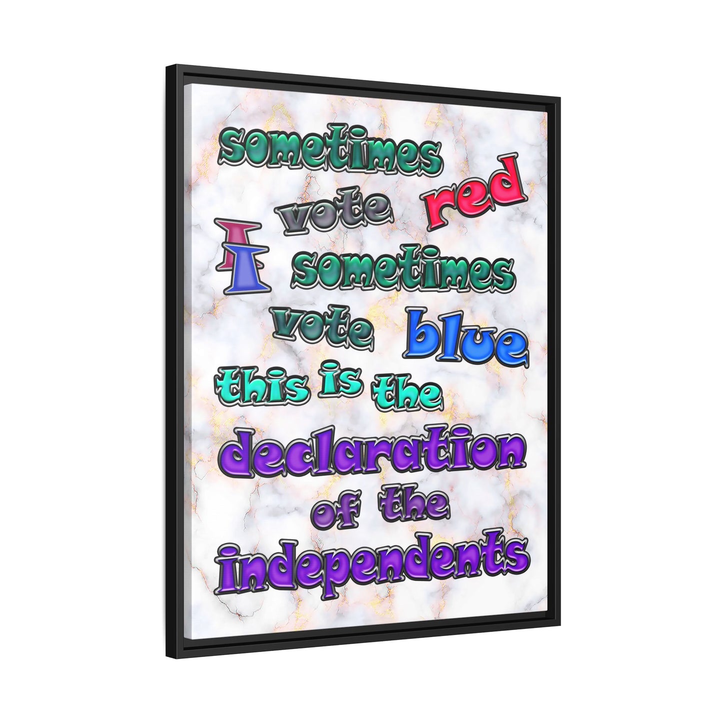 declaration of the independents - framed canvas art (white marble)
