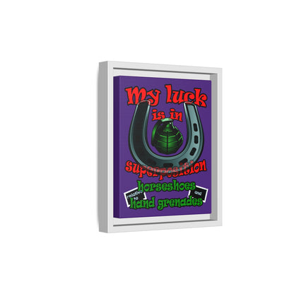 my luck - framed canvas art (purple)