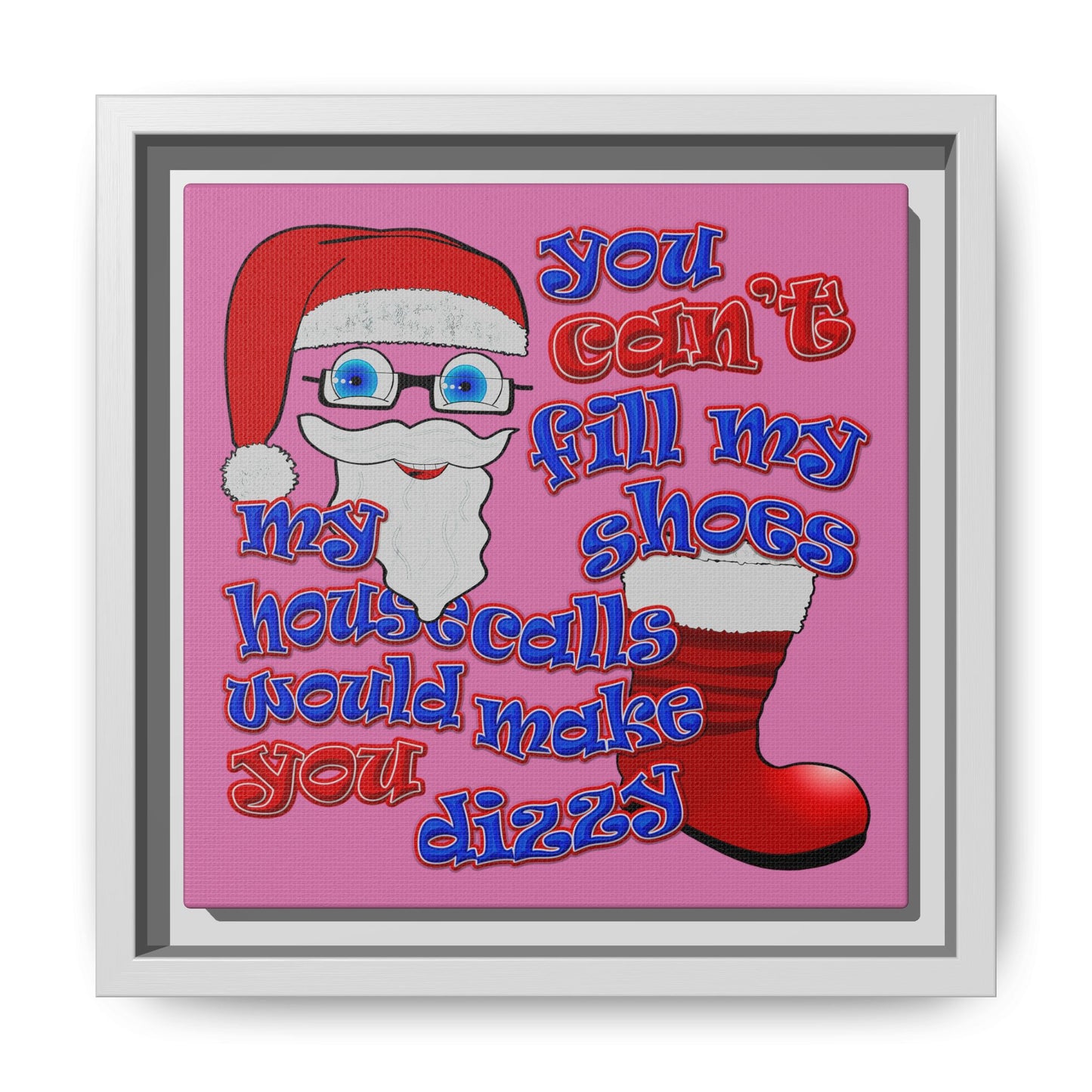 santa's shoes - framed canvas art (light pink)