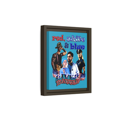 rw&b lives matter - framed canvas art (turquoise)