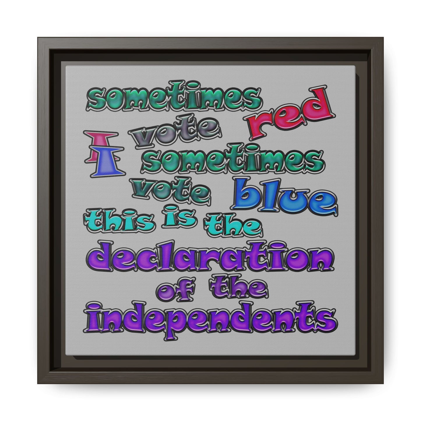 declaration of the independents - framed canvas art (light grey)