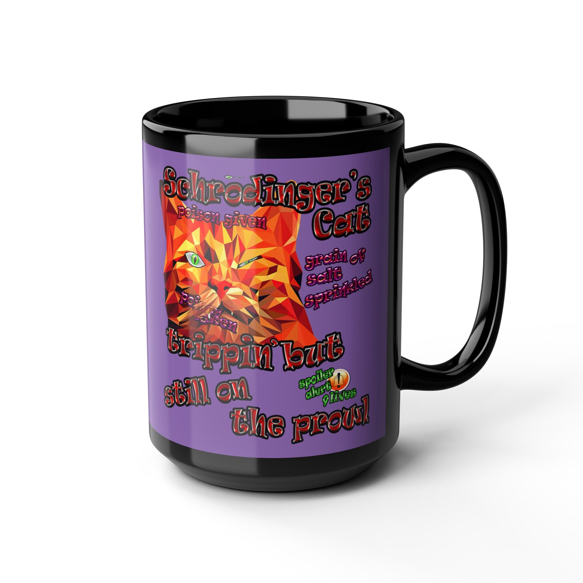 schrodinger's cat - Black Mug (light purple)