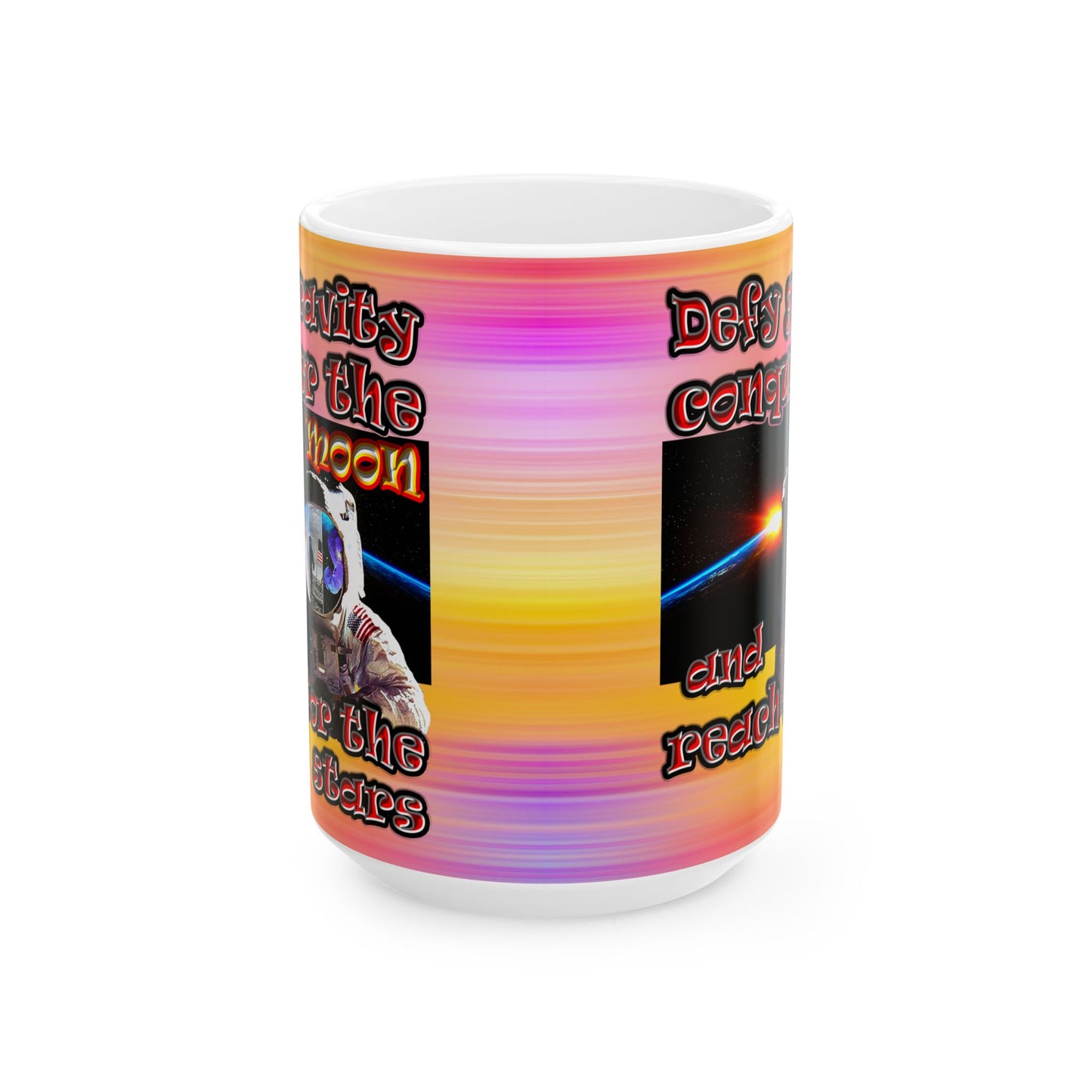 defy conquer reach - White Mug (color blur)
