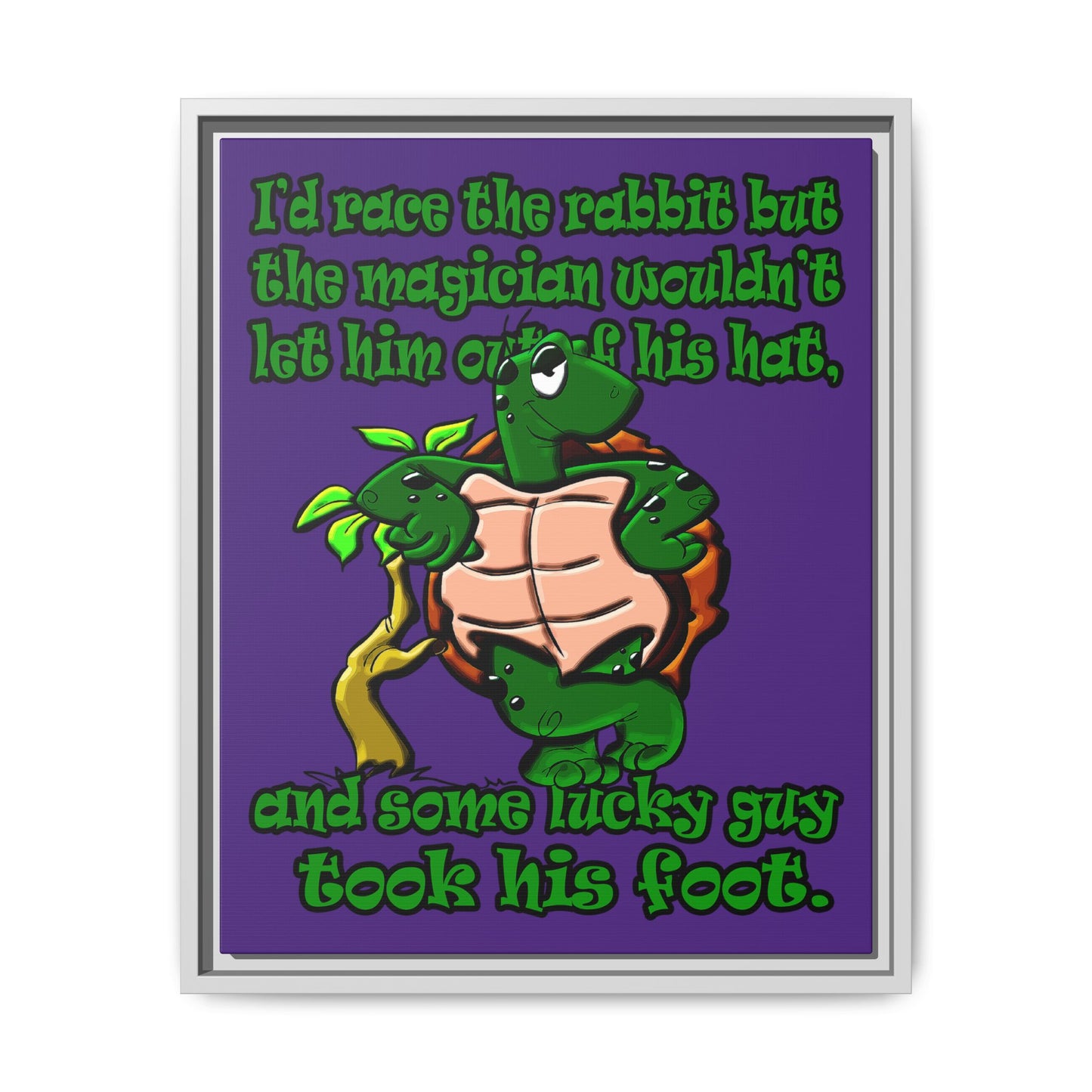 turtle race - framed canvas art (purple)