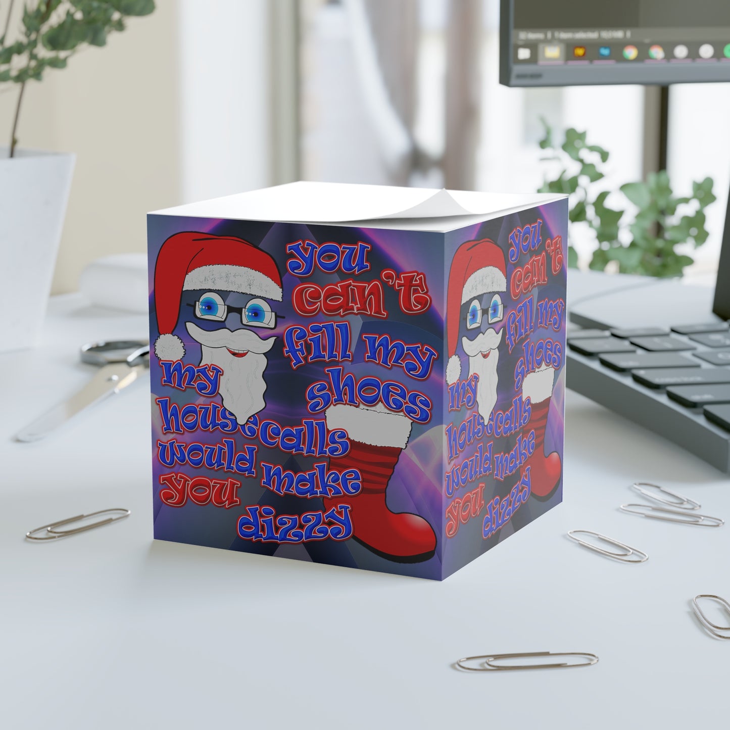 santa's shoes - note cube (grey-pink wave)