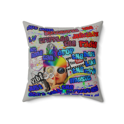 drop the beat - Faux Suede Square Pillow - (light grey)