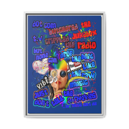 drop the beat - framed canvas art (dark blue)