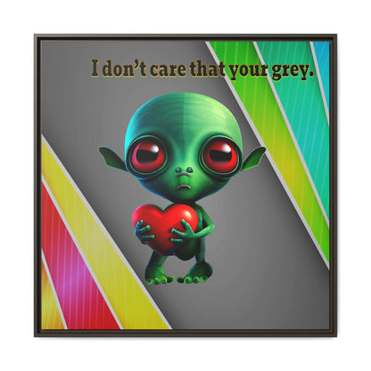 I don't care that your grey - framed canvas art (rainbow split)