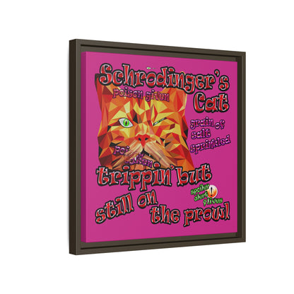 schrodinger's cat - framed canvas art (pink)