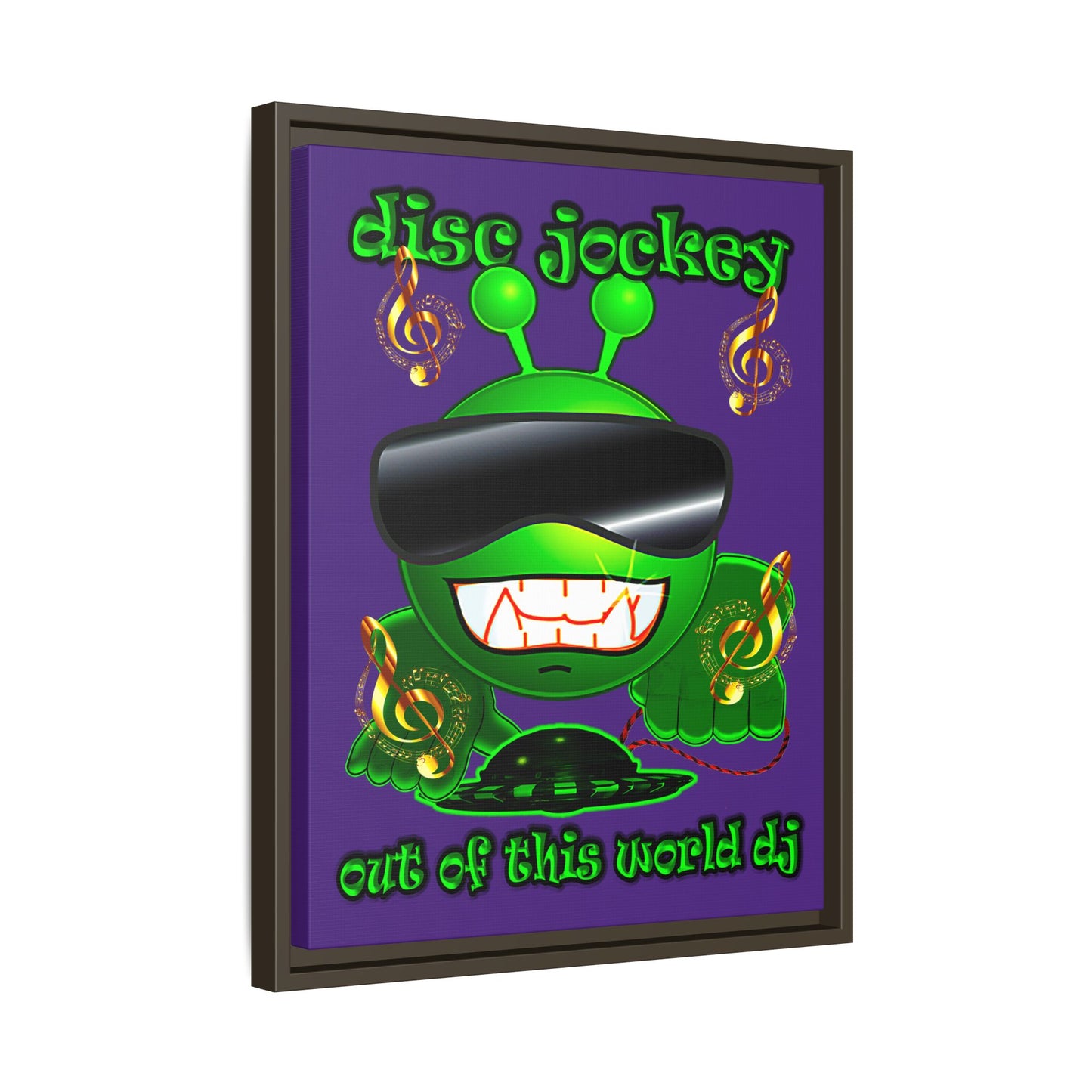 disc jockey - framed canvas art (purple)