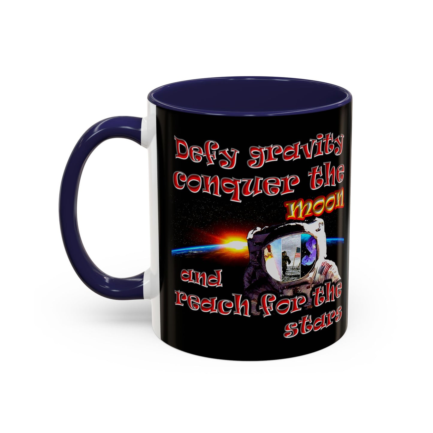 defy conquer reach - Accent Mug (black)