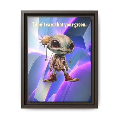 I don't care that your green - framed canvas art (grey-pink wave)