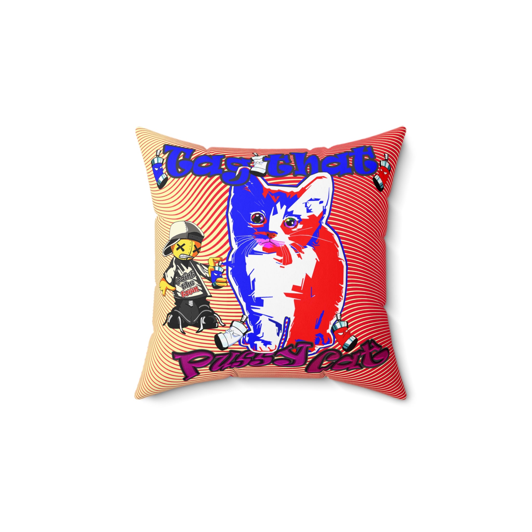 tag that - Spun Polyester Square Pillow - (yellow-orange wave)
