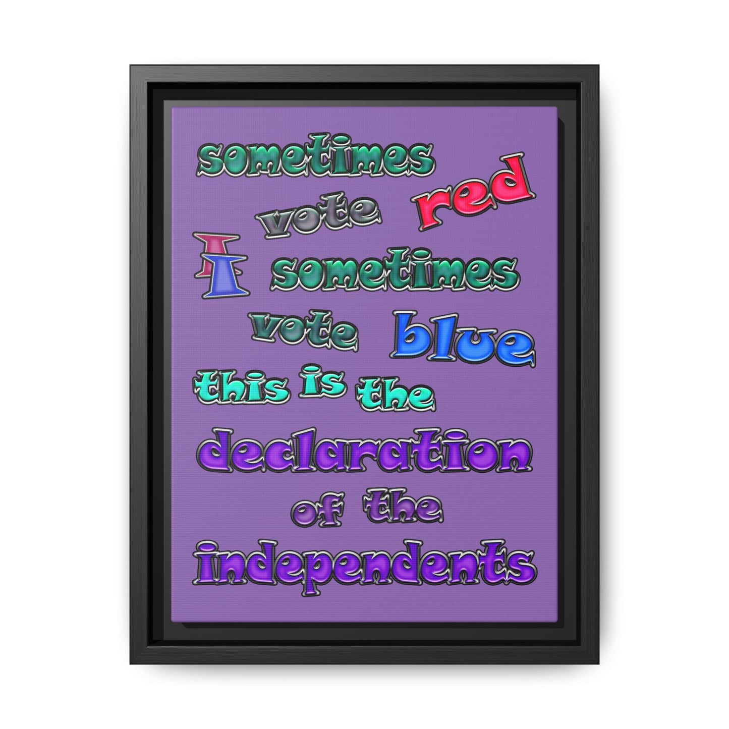 declaration of the independents - framed canvas art (light purple)