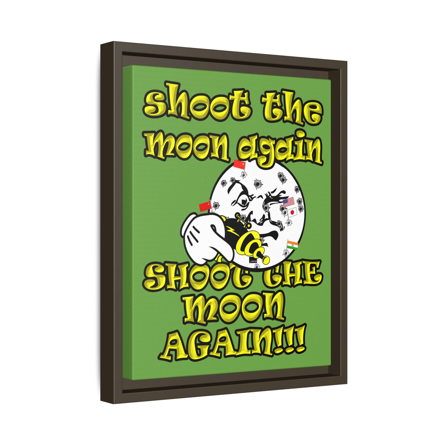shoot the moon again - framed canvas art (green)