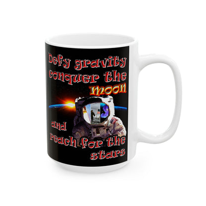 defy conquer reach - White Mug (black)