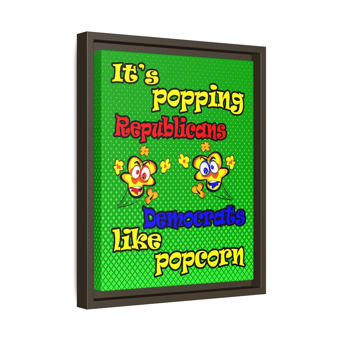 popping like popcorn - framed canvas art (logo green)