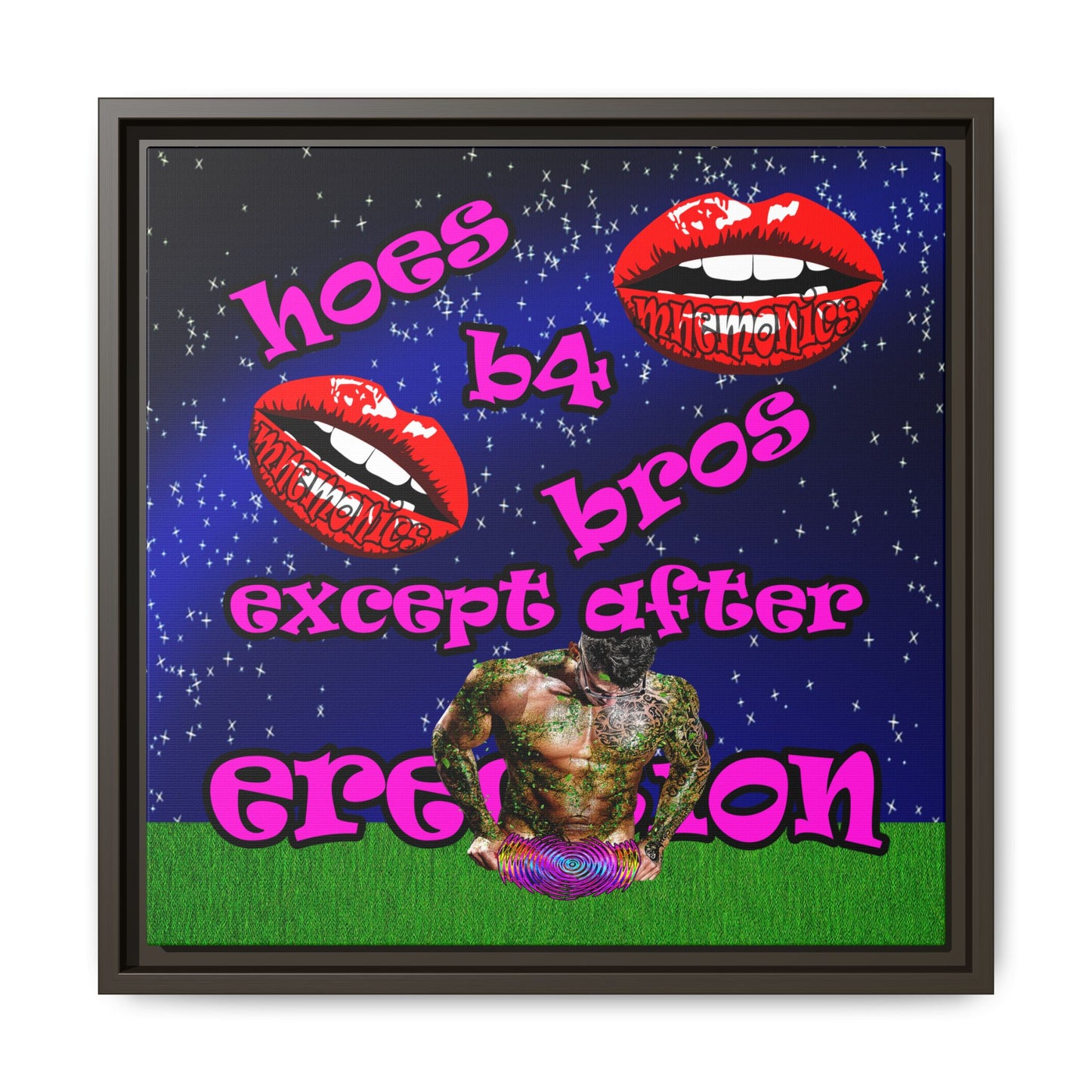 hoes b4 bros - framed canvas art ('snoops' background)