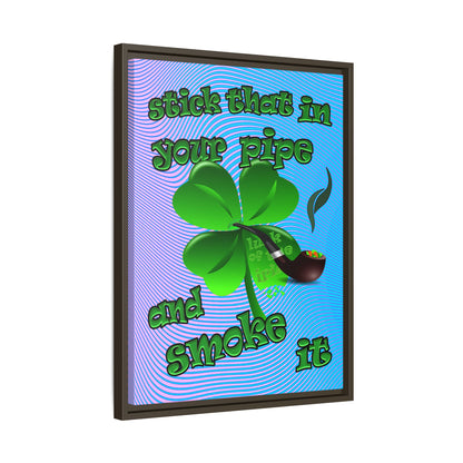 stick that in your pipe and smoke it - framed canvas art (light blue-purple wave)