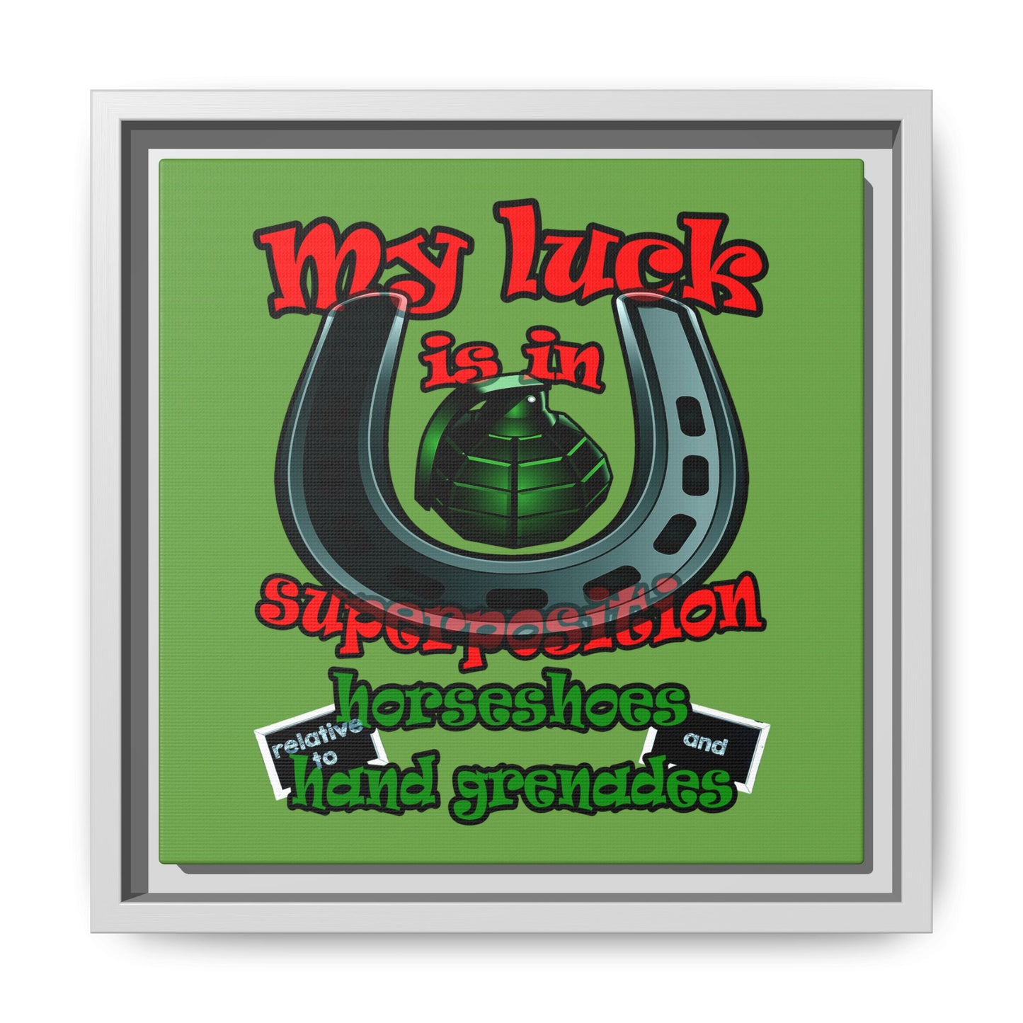 my luck - framed canvas art (green)
