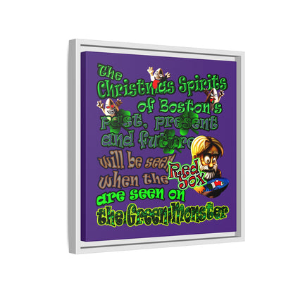 christmas spirits of boston - framed canvas art (purple)