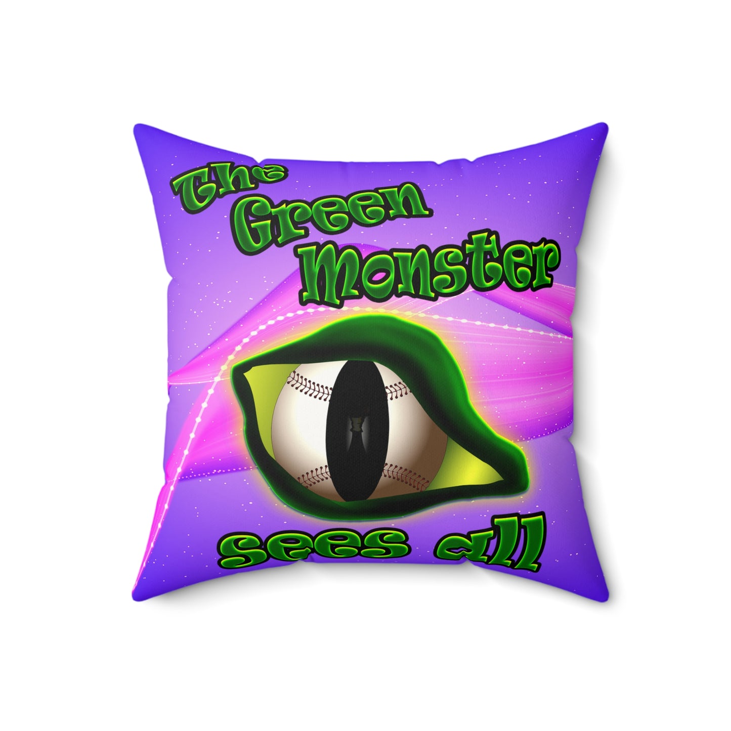 green monster - Faux Suede Square Pillow - (purple-pink wave)