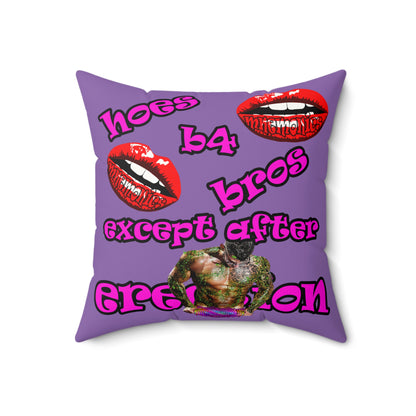 hoes b4 bros - Faux Suede Square Pillow - (light purple)