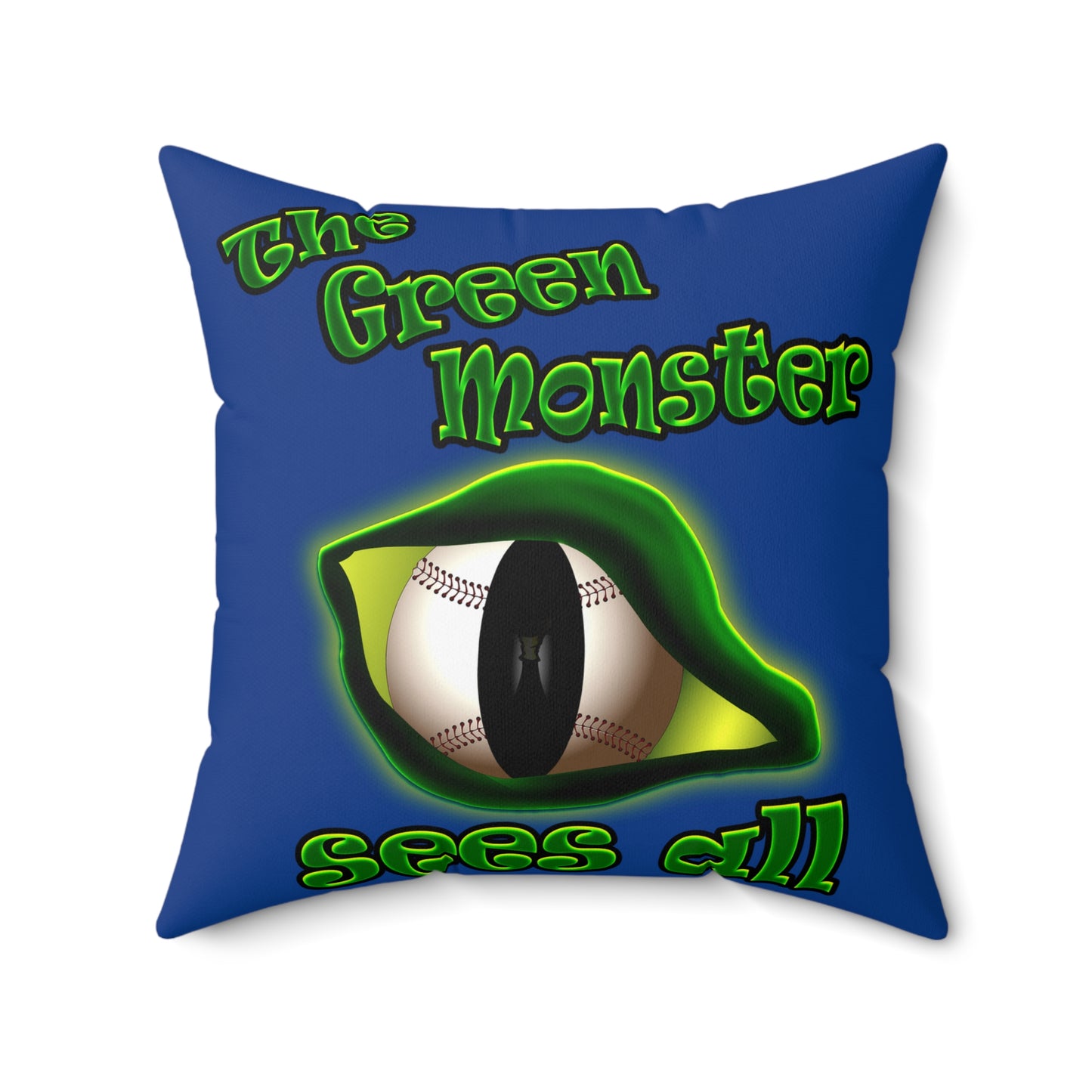 green monster - Spun Polyester Square Pillow - (dark blue)
