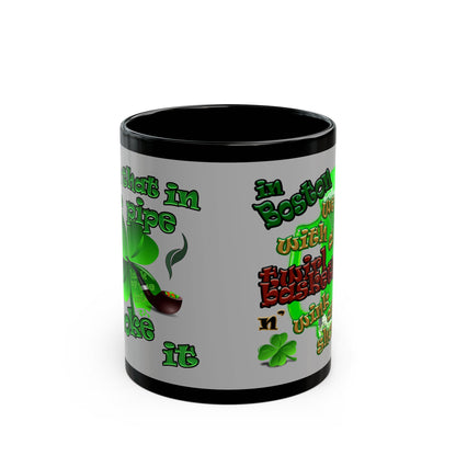 celtics logo - Black Mug (light grey)