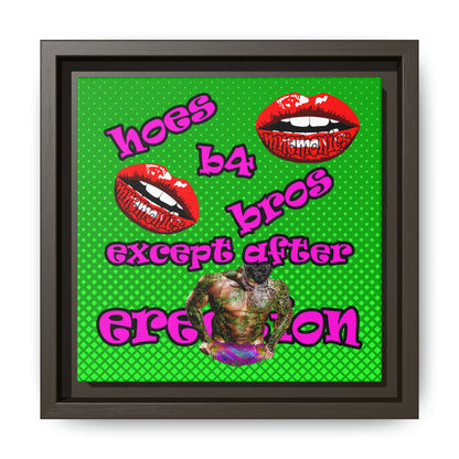 hoes b4 bros - framed canvas art (logo green)