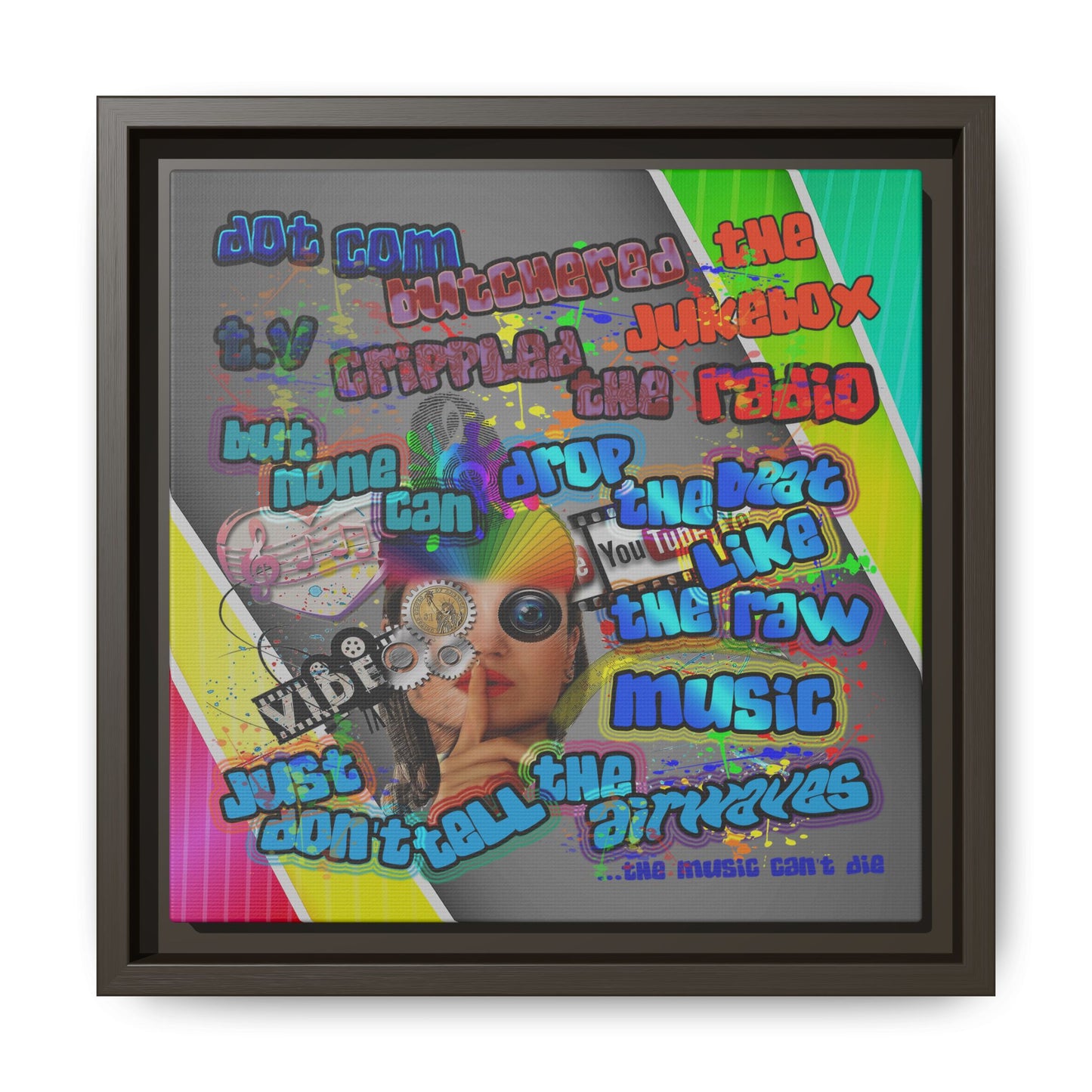 drop the beat - framed canvas art (rainbow split)