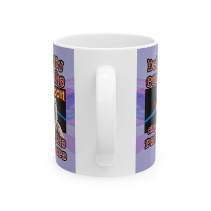 defy conquer reach - White Mug (light blue-pink wave)