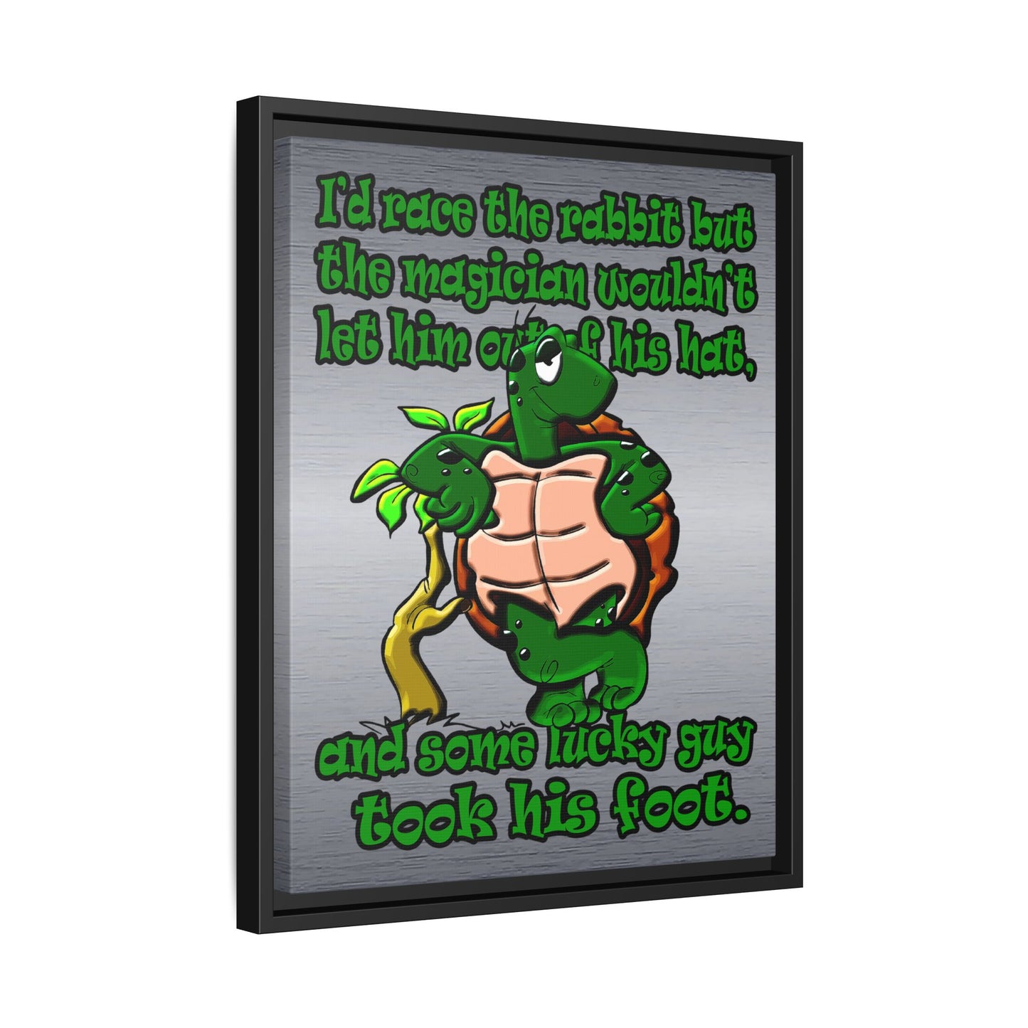 turtle race - framed canvas art (brushed nickel)