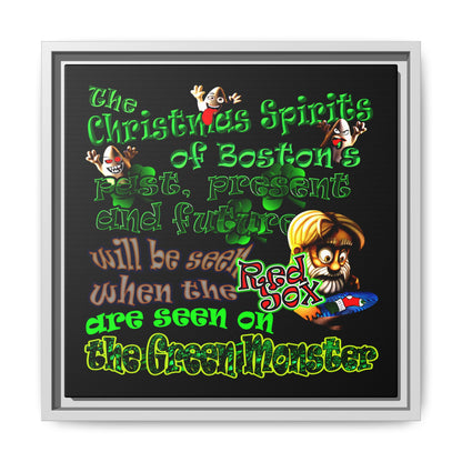 christmas spirits of boston - framed canvas art (black)