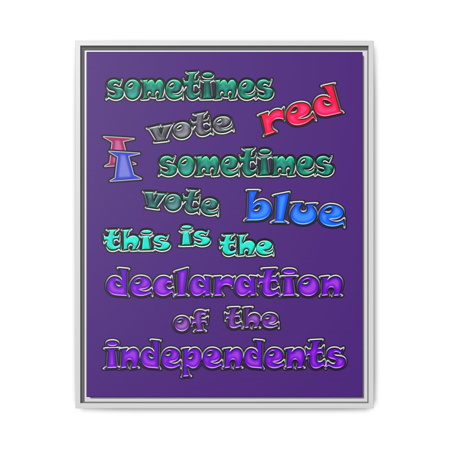 declaration of the independents - framed canvas art (purple)