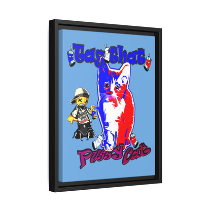 tag that - framed canvas art (light blue)