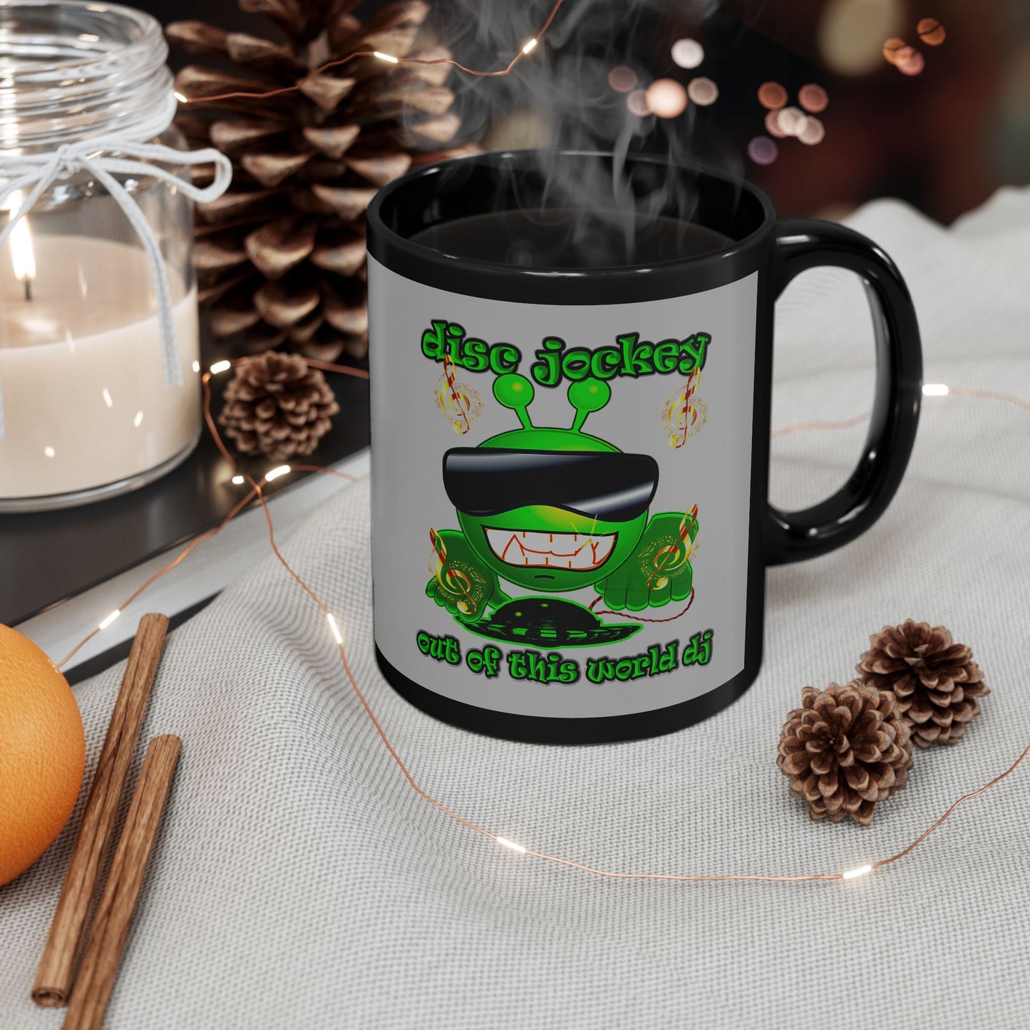 disc jockey - Black Mug (light grey)