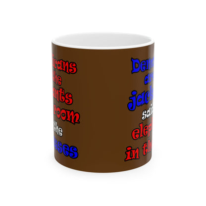 donkeys and elephants - White Mug (brown)