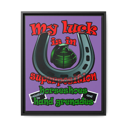 my luck - framed canvas art (light purple)