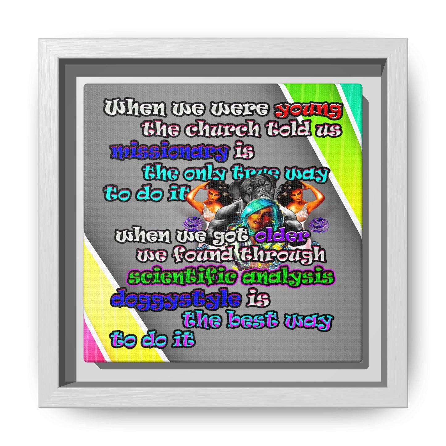 doggystyle - framed canvas art (rainbow split)