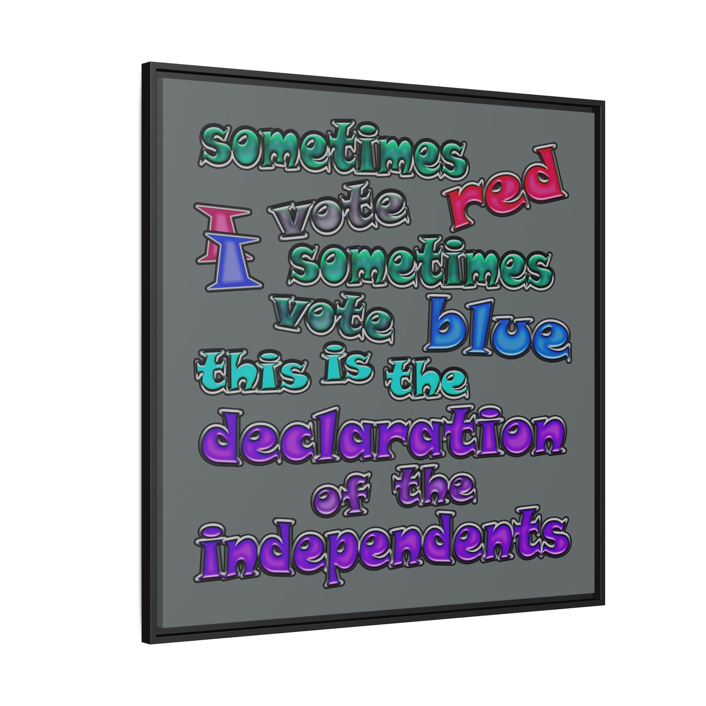 declaration of the independents - framed canvas art (dark grey)