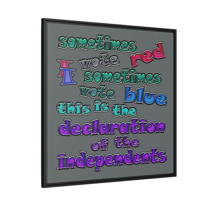 declaration of the independents - framed canvas art (dark grey)