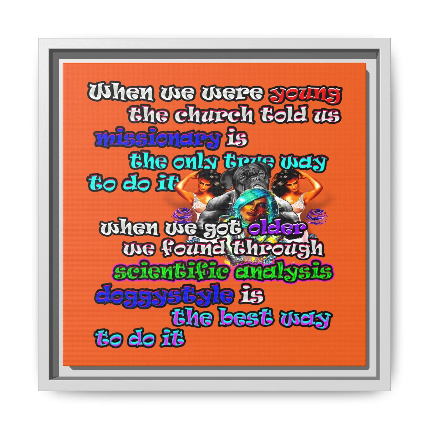 doggystyle - framed canvas art (orange)