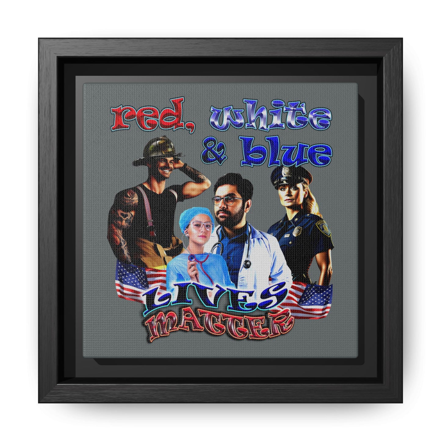 rw&b lives matter - framed canvas art (dark grey)