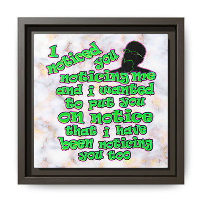 noticed you noticing - framed canvas art (white marble)