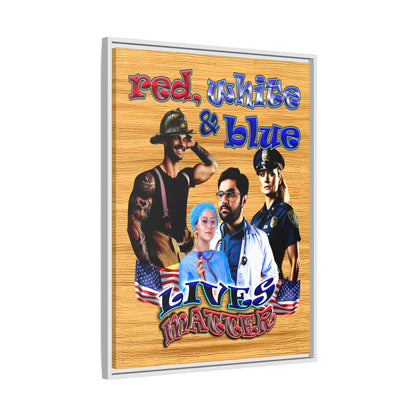 rw&b lives matter - framed canvas art (butterscotch wood finish)